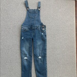Abercrombie Kids Distressed Blue Denim Overalls - 9/10